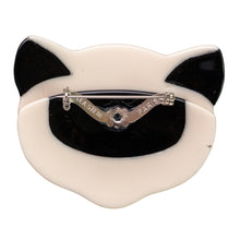 Load image into Gallery viewer, Lea Stein Attila Cat Face Brooch Pin - Creme &amp; Black