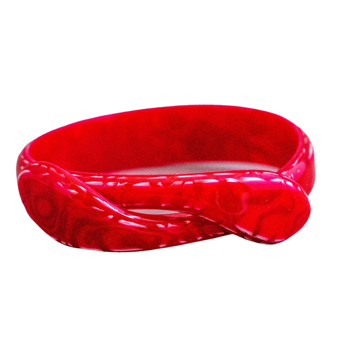 Signed Lea Stein Snake Bangle - Red Marble