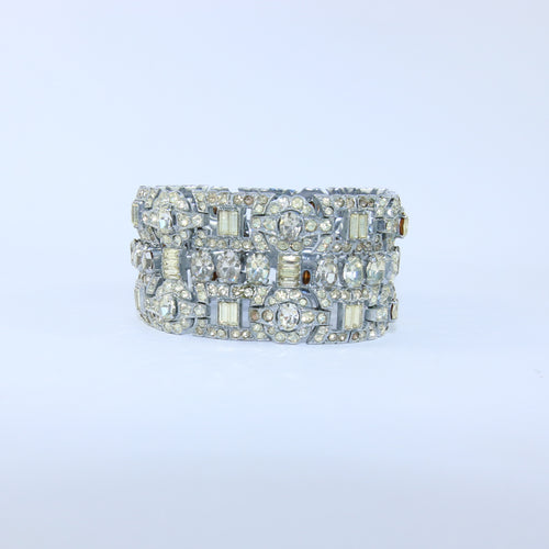 Vintage Silver Tone & Crystal Bracelet