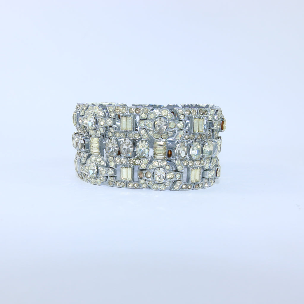 Vintage Silver Tone & Crystal Bracelet