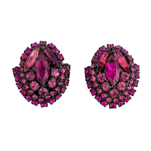 Signed Vintage 'Vrba' Fuchsia Pink Crystal Earrings (Clip-On)