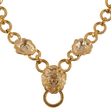Load image into Gallery viewer, Signed Kenneth Jay Lane Gold Link Necklace with Lion Heads