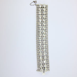 Vintage Silver Tone & Clear Crystal Bracelet