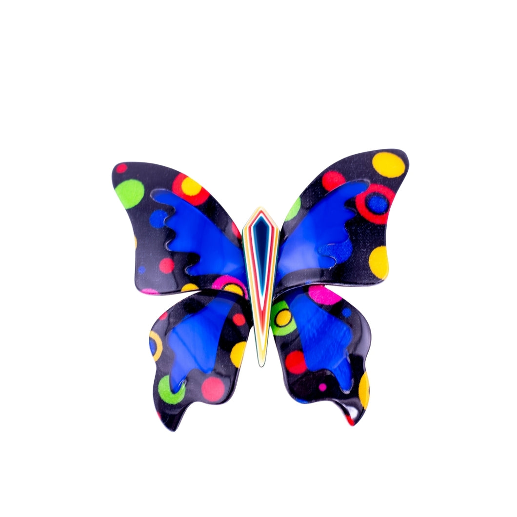 Lea Stein Elfe The Butterfly Brooch Pin - Blue Multicolour