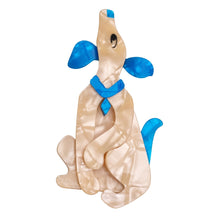 Load image into Gallery viewer, Lea Stein Signed Pouf Dog Brooch - Blue &amp; Creme