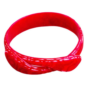 Signed Lea Stein Snake Bangle - Red Marble