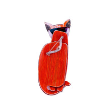 Load image into Gallery viewer, Lea Stein Quarrelsome Cat Brooch Pin - Orange Glitter