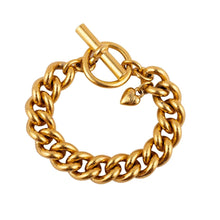 Load image into Gallery viewer, Vintage Unsigned French Chain Bracelet with Heart Pendant c.1980s