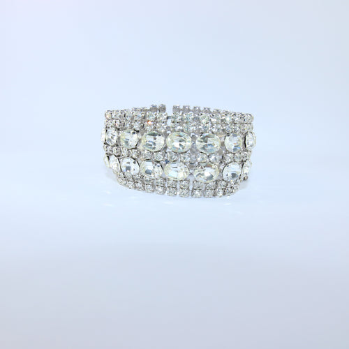 Vintage Silver Tone & Clear Crystal Bracelet