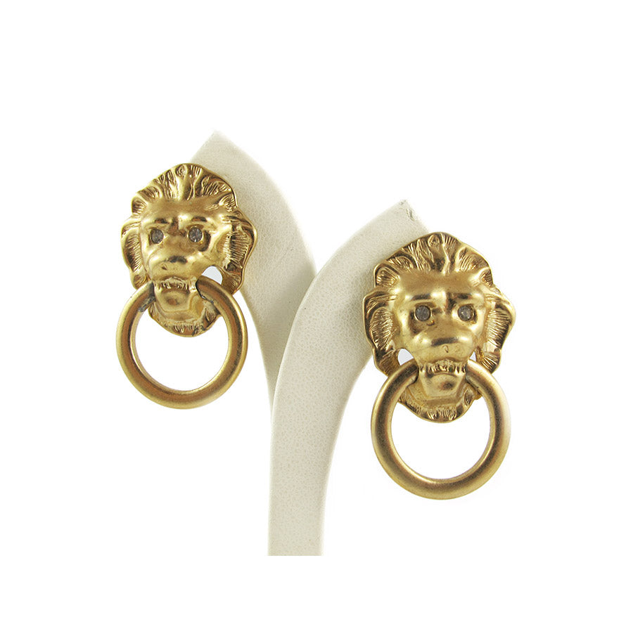 Vintage Lion Head Pierced Earrings