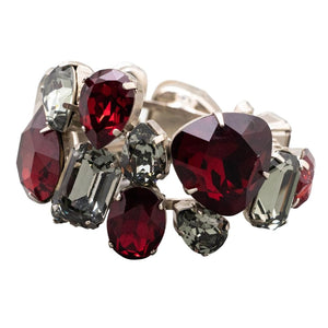 Harlequin Market Large Austrian Crystal Clamper Cuff - Red