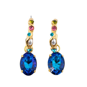 HQM Austrian Crystal Interchangeable Earrings - Royal Blue (Pierced)