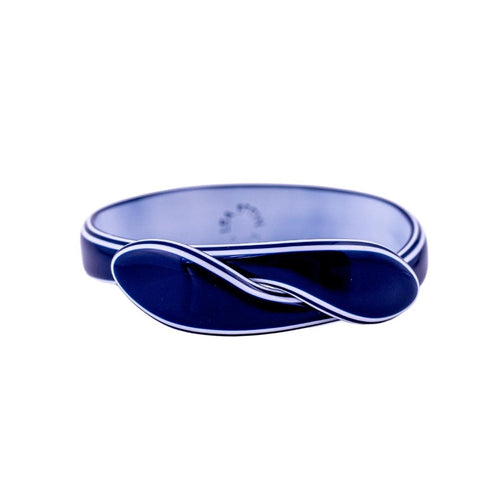 Signed Lea Stein Snake Bangle - Navy Blue & White