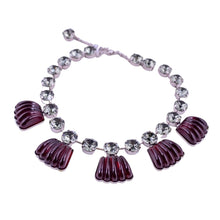 Load image into Gallery viewer, Harlequin Market Large Austrian Crystal Accent Necklace -Light Smokey Quartz &amp; Ruby Red