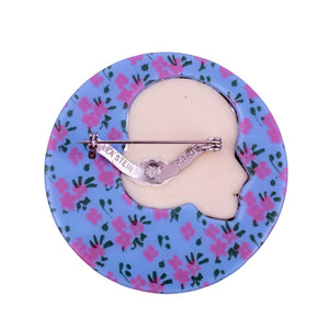 Lea Stein Full Collerette Art Deco Girl Brooch Pin - Purple