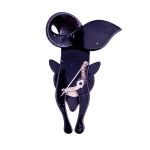 Lea Stein Famous Renard Fox Brooch Pin - Purple & Black Swirl