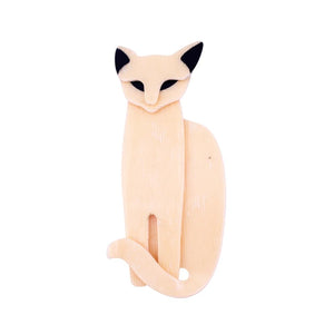 Lea Stein Quarrelsome Cat Brooch Pin -Creme