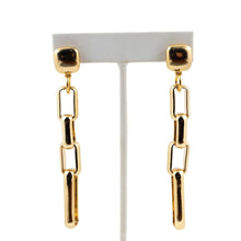 Load image into Gallery viewer, Signed Kenneth J Lane &quot;KJL&quot; Gold Square Top &amp; Rectangular Link Drop Earring (Pierced)