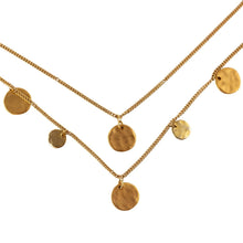 Load image into Gallery viewer, Signed Kenneth Jay Lane Two Row Gold Chain &amp; Coin Necklace