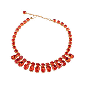 Harlequin Market Double Crystal Accent Necklace -Orange