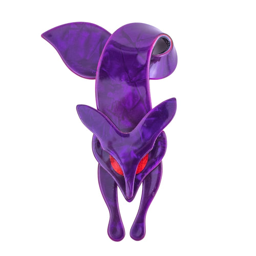Lea Stein Famous Renard Fox Brooch Pin - Purple Swirl