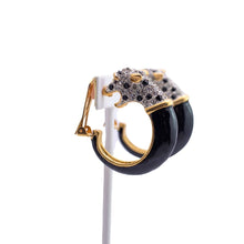 Load image into Gallery viewer, Signed Kenneth J Lane &quot;KJL&quot; Black Panther Head Hoop Earring (Clip-On)
