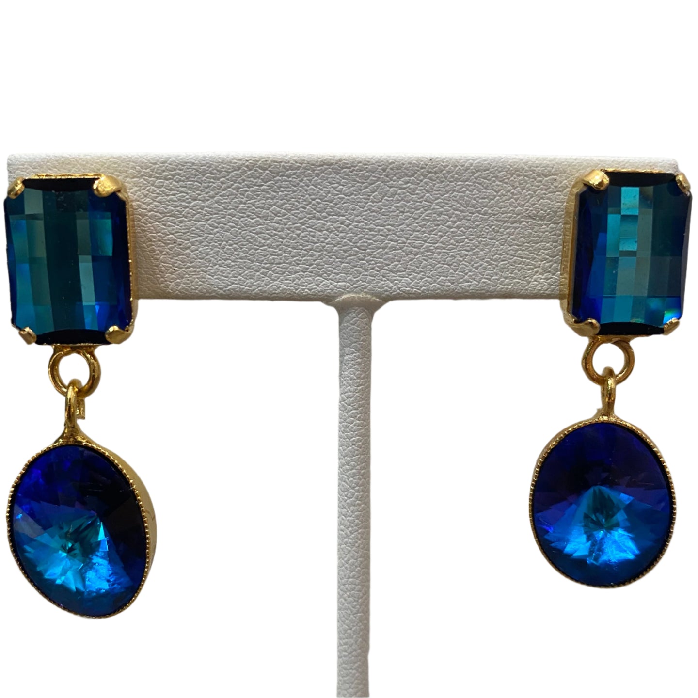 Harlequin Market Heliotrope Rectangle & Oval Drop Earrings (Pierced)