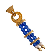Load image into Gallery viewer, Vintage Blue Glass &amp; Crystal Statement Earrings- (Clip-On)