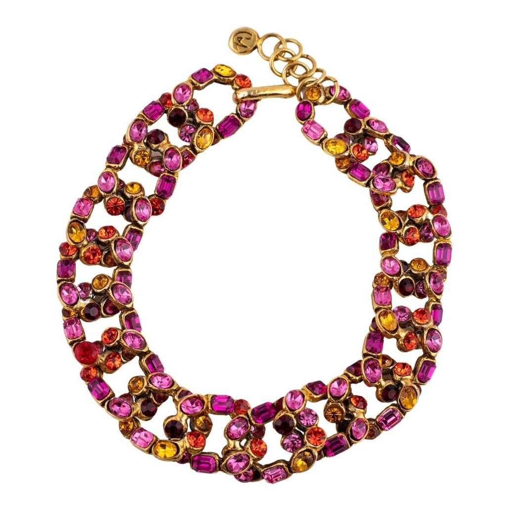 Vintage Christian Lacroix Pink Crystal Statement Necklace c.1990s