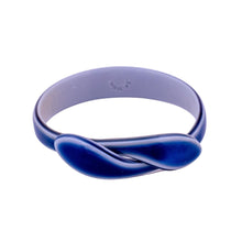 Load image into Gallery viewer, Signed Lea Stein Snake Bangle - Royal Blue &amp; White