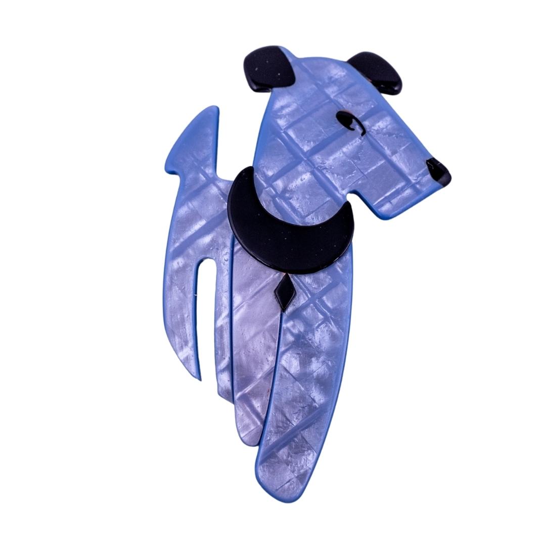 Lea Stein Ric The Dog Brooch Pin Blue Black