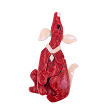 Load image into Gallery viewer, Lea Stein Signed Pouf Dog Brooch - Red &amp; Creme