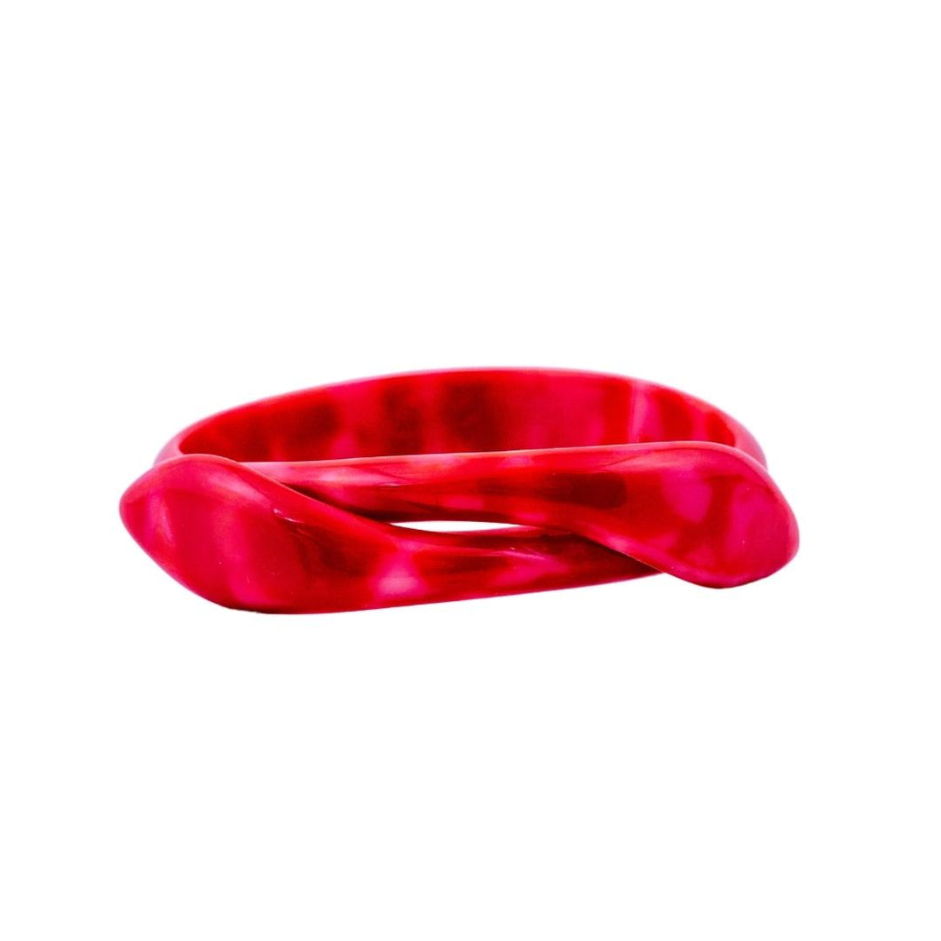 Signed Lea Stein Snake Bangle - Ruby Red