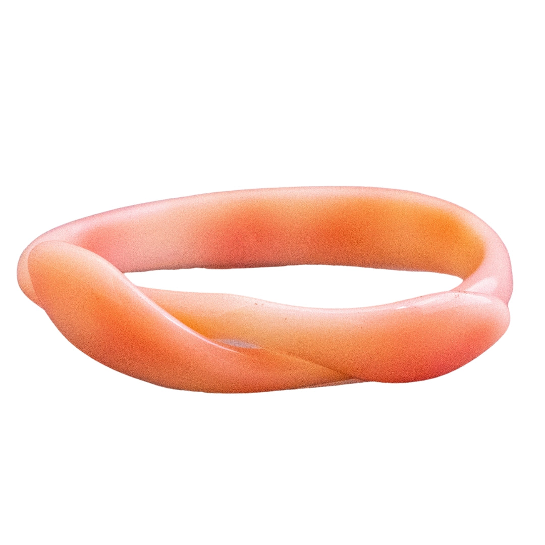 Signed Lea Stein Snake Bangle - Light Pink & Creme