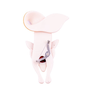 Lea Stein Famous Renard Fox Brooch Pin - Baby Pink Swirl
