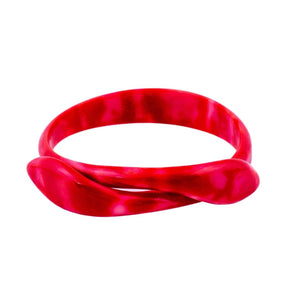 Signed Lea Stein Snake Bangle - Ruby Red