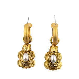HQM Gold & Faux Pearl Interchangeable Earrings (Pierced)