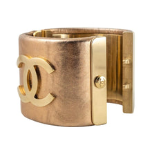 Load image into Gallery viewer, Signed Chanel Iridescent Gold Leather &#39;CC&#39; Cuff
