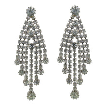 Load image into Gallery viewer, Vintage Clear Crystal Deco Tassel Style Earrings c. 1970 (Pierced)