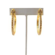 Load image into Gallery viewer, Signed Kenneth J Lane &quot;KJL&quot; Gold &amp; Crystal Snake Head Hoop Earring (Pierced)