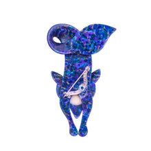 Load image into Gallery viewer, Lea Stein Famous Renard Fox Brooch Pin - Dark Blue Speckle