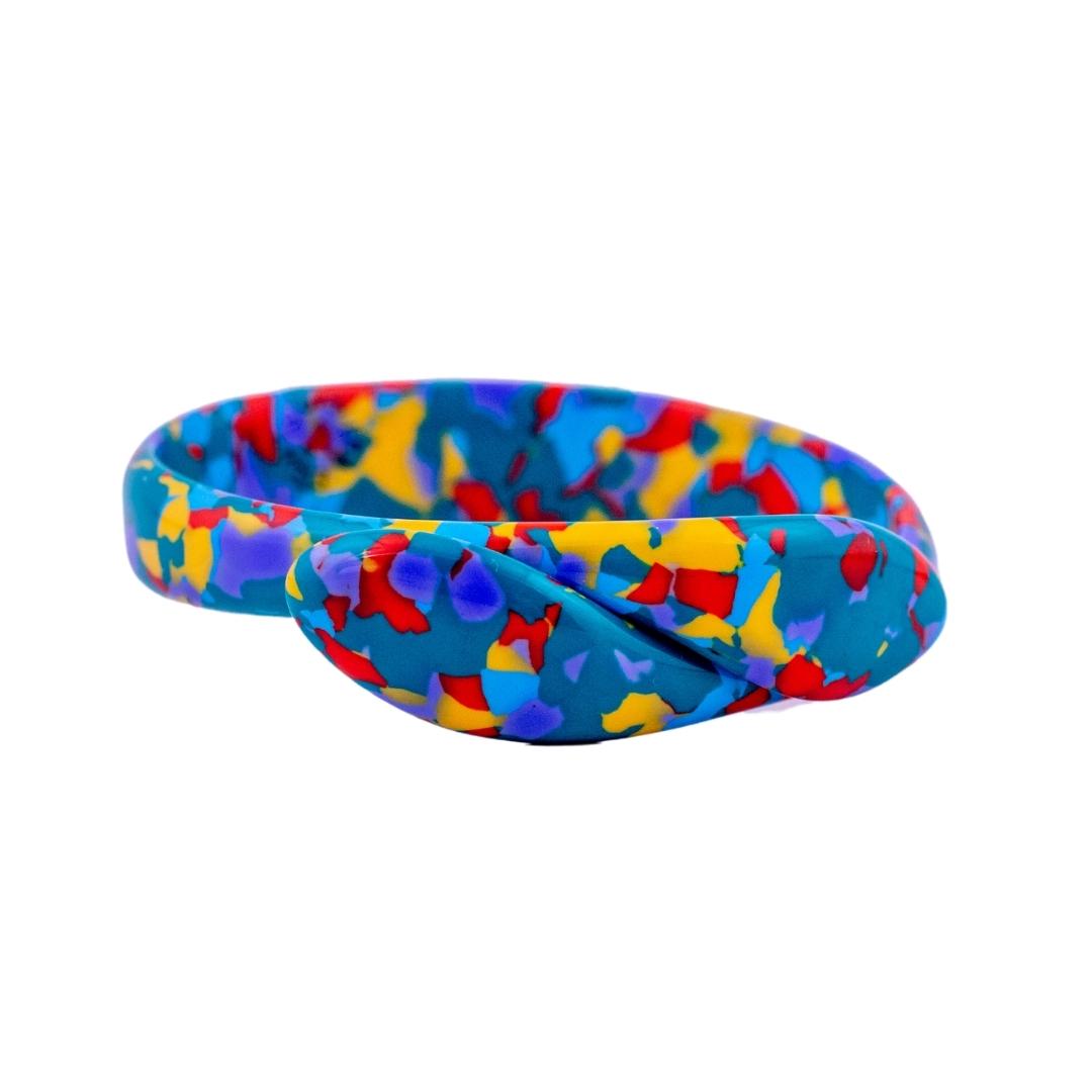 Signed Lea Stein Snake Bangle - Blue & Multi Colour