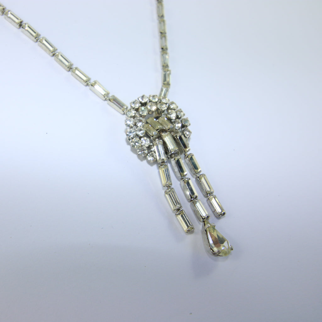 Vintage French Silver & Crystal Necklace