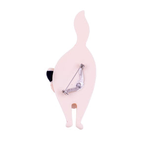 Lea Stein Bacchus Standing Cat Brooch Pin - Creme