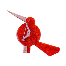 Load image into Gallery viewer, Lea Stein Grosbec Bird Brooch Pin - Orange &amp; White
