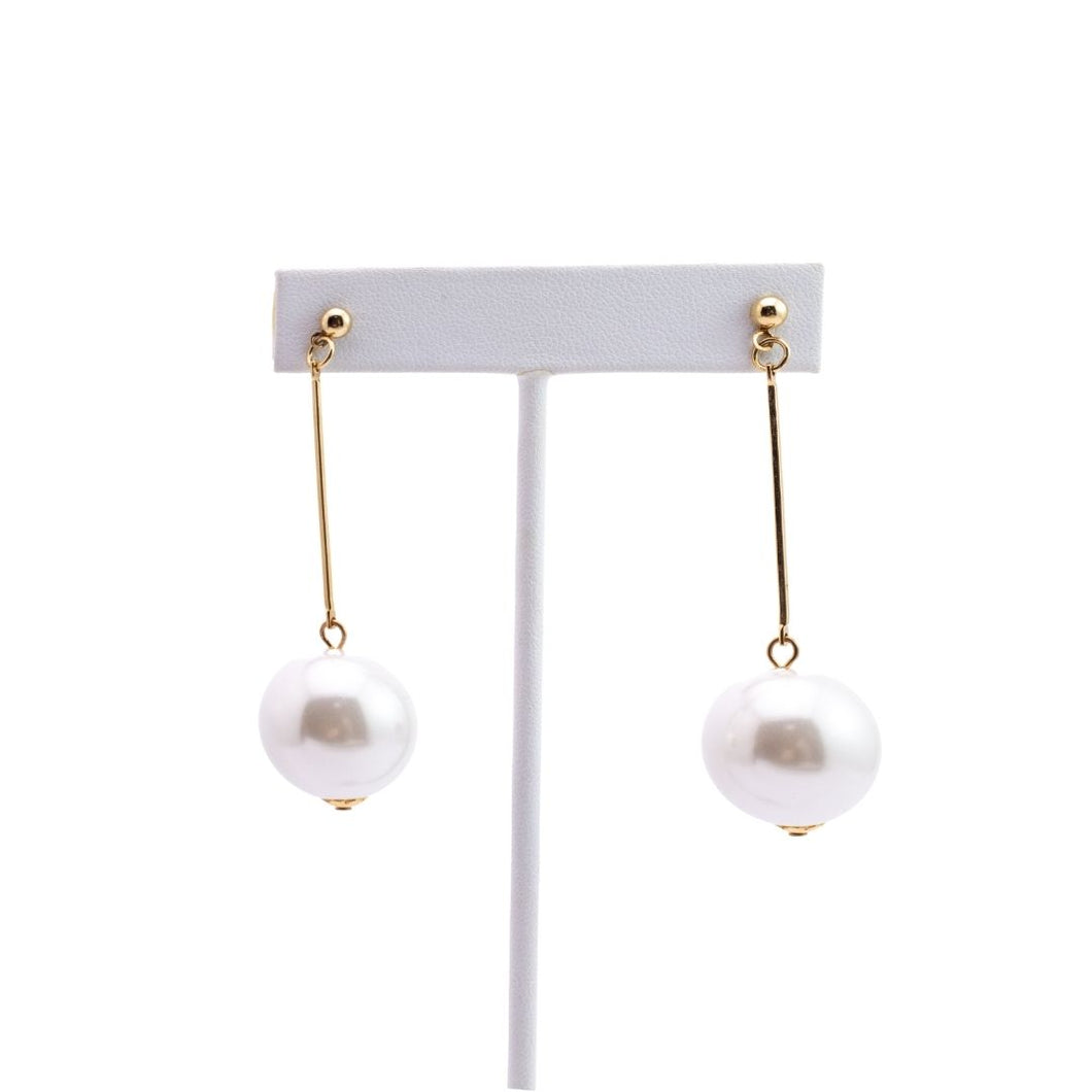 Kenneth Jay Lane KJL Polished Gold Large Pearl Drop Earring