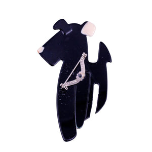 Lea Stein Ric The Dog Brooch Pin - Black & Creme
