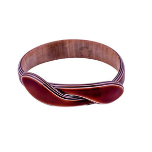 Signed Lea Stein Snake Bangle - Brown