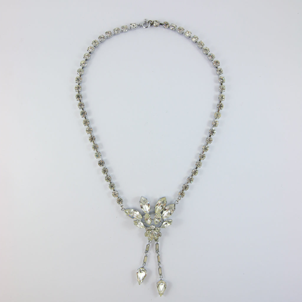 Vintage French Silver & Crystal Necklace