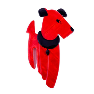 Lea Stein Ric The Dog Brooch Pin - Red & Black
